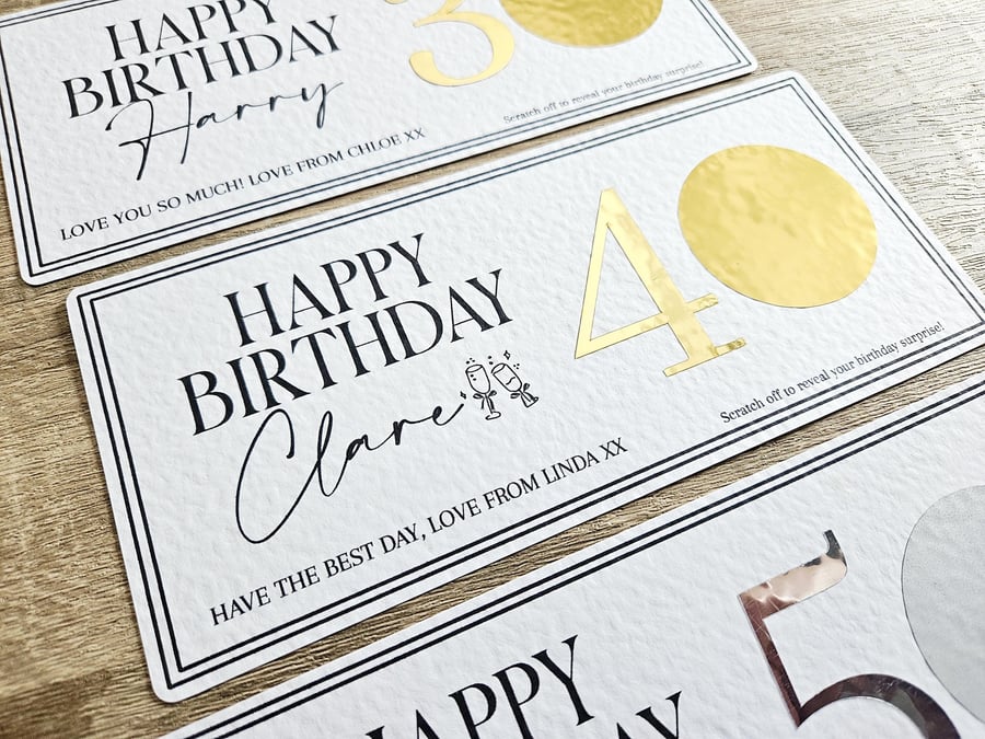 Milestone Birthday Card Scratch Card Gift Reveal