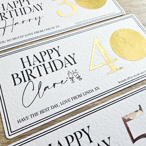 Milestone Birthday Card Scratch Card Gift Reveal