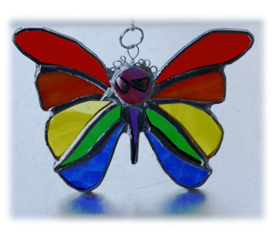 Rainbow Butterfly Suncatcher Stained Glass 