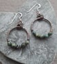  Copper Hoops African Turquoise Sterling Silver  Dangle Earrings - Image 3