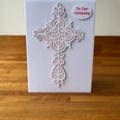 Baby Girl Christening Card Demure Cross Personalised.