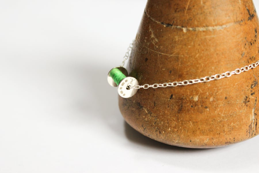 Cotton reel bracelet, silver bracelet, bobbin jewellery
