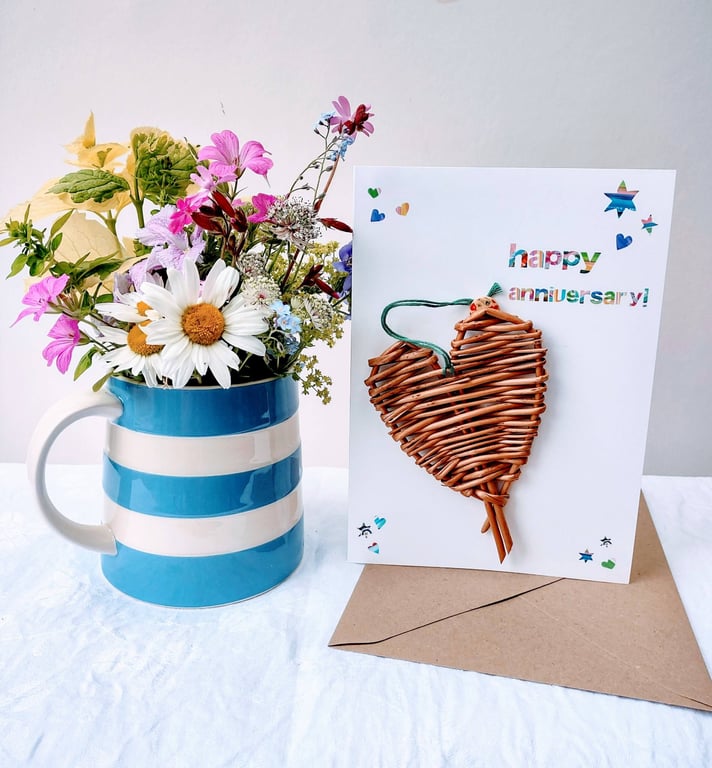 willow heart anniversary card FREE UK POSTAGE 