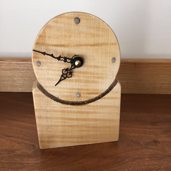 Moon inspired clock Rippled Sycamore & Wenge:SKU-Clox6