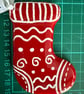Fused Glass Ribbed Christmas Stocking Hanging Decoration  - Image 2