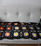 Crochet cotton throw blanket in black and multi-colours - one-of-a-kind - Image 5