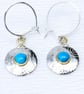 Handmade Turquoise sterling silver earrings. Embossed pattern, choice of stones. - Image 2