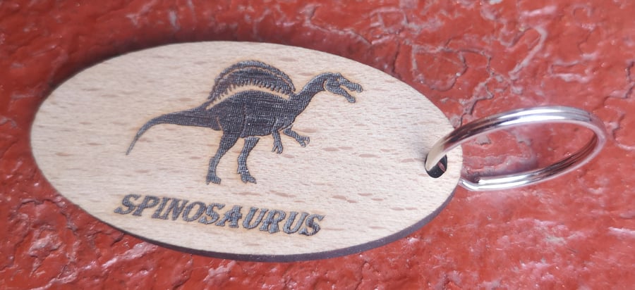 Homemade wooden Spinosaurus keyring 