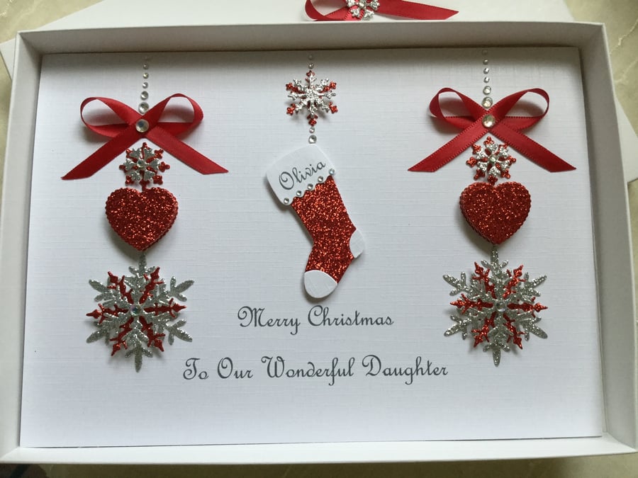 Gift Boxed Personalised Christmas Card Daughter Son Mum Dad Granddaughter