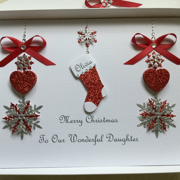 Gift Boxed Personalised Christmas Card Daughter Son Mum Dad Granddaughter
