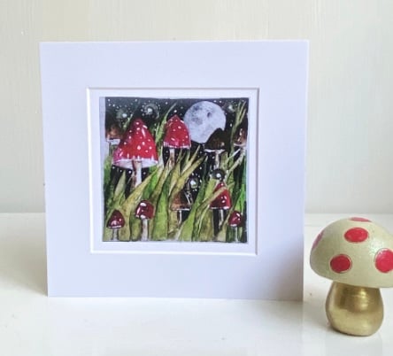 Mounted Print from my Original Mushrooms Watercolour Painting 