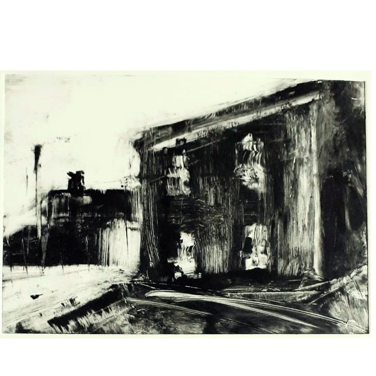 Maker Heights Barracks Cornwall Monotype on Paper