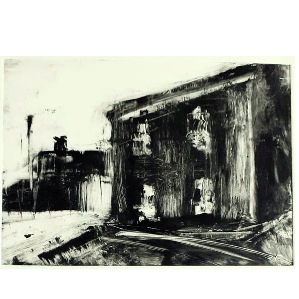 Maker Heights Barracks Cornwall Monotype on Paper