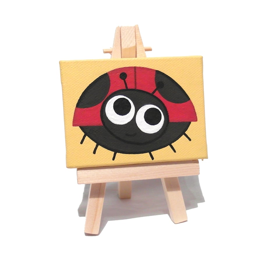 Sold Cute Ladybird Mini Painting on Easel