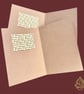 A pair of rustic recycled Christmas cards with golden trees and matching ribbon  - Image 3