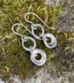 Frosted silver small hag stone dangle earrings