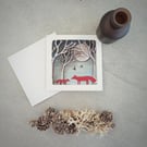 'Fox & Cub' - single greetings card, blank inside