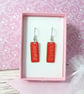 Bright red dangle earrings, minimalist bright drop earrings - Image 5