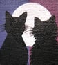 Cats in Long Distance Love ACEO - Perfectly Imperfect Small Acrylic Art - Image 6