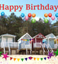 A5 Beach Huts Birthday Card  - Image 1