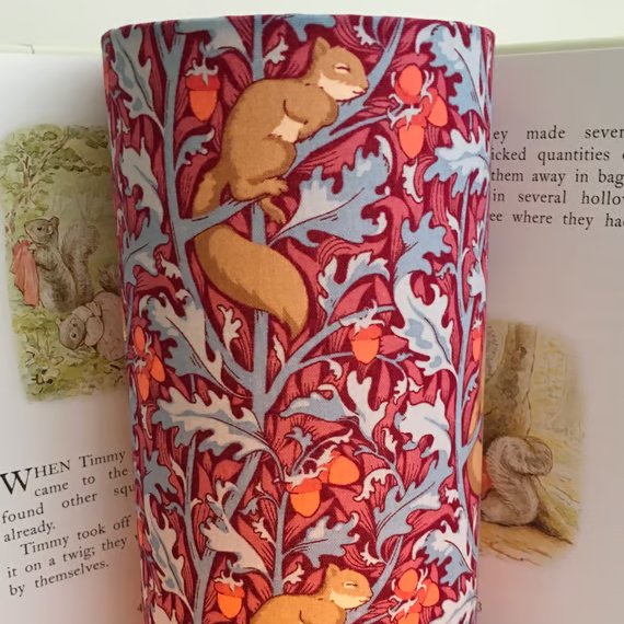 Squirrel Dream in Hibiscus- Handmade Children's Night Light 