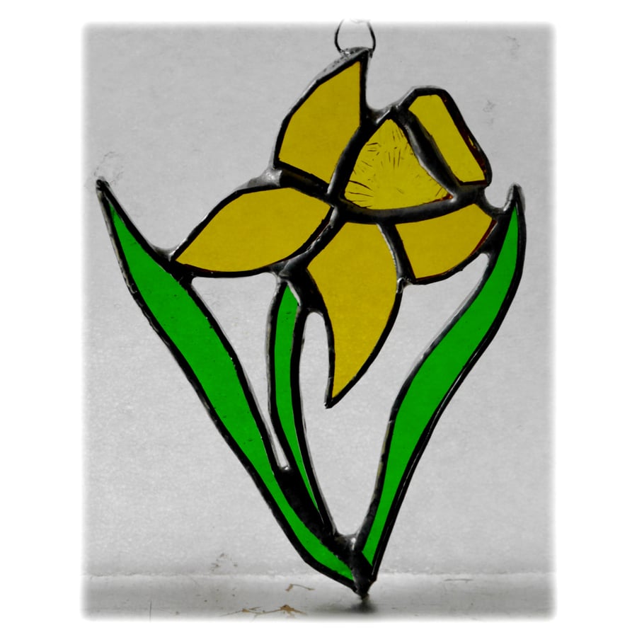 SOLD Daffodil Suncatcher Stained Glass Handmade Spring Flower 025