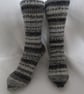 Hand-cranked Knitted Ribbed Wool Socks Size 8 to 9 - Image 1