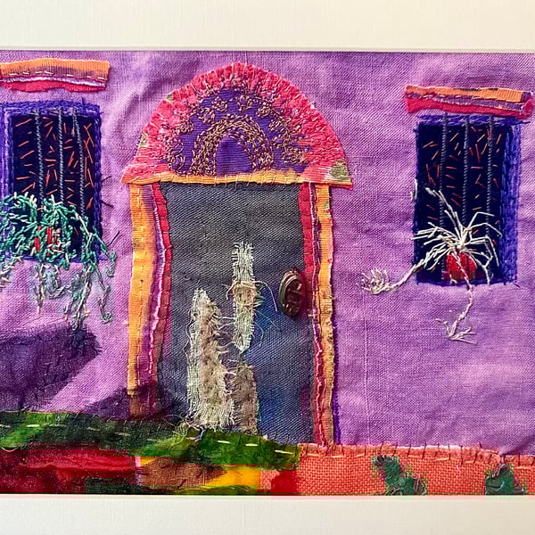 A place in the sun, purple house and original art print 