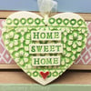 Ceramic heart hanging decoration Pottery Heart  Home Sweet Home Flower pattern