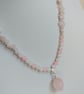 Pink rose quartz necklace with large faceted bead pendant - Image 7