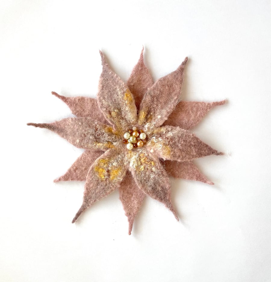 Felt Flowers Brooch Handcrafted Jewelry Contemporary Handmade Item Flower Pin Ha
