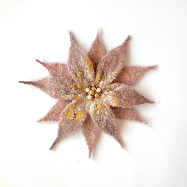 Felt Flowers Brooch Handcrafted Jewelry Contemporary Handmade Item Flower Pin Ha