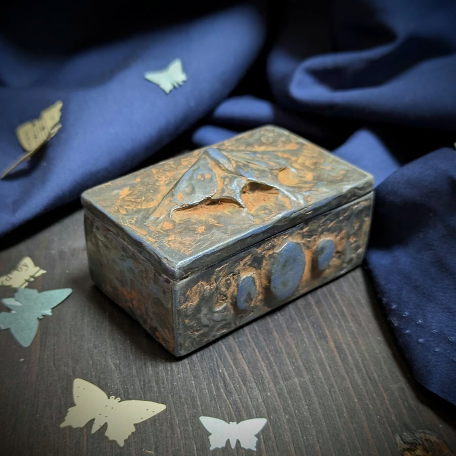 Box of Little Whispers - cast resin trinket box with iron gilt