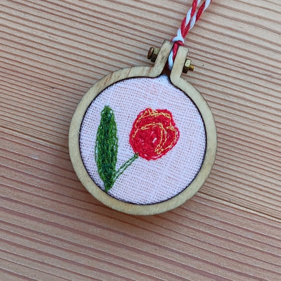 Tulip Mini Embroidery Hoop Hanging Decoration 