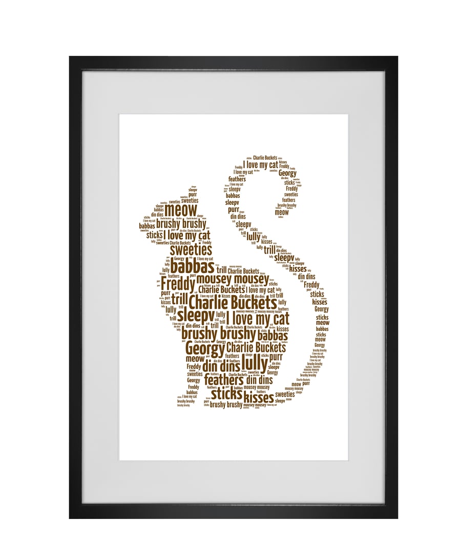 Personalised Cat Design Word Art Gifts 