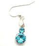 Necklace and earring set made with aqua Swarovski crystals and sterling silver - Image 3