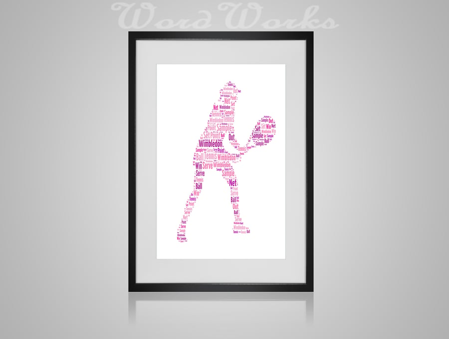 Personalised Female Tennis Player Design Word Art Gifts 