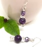 Sale - Purple Jasper and Crystal Earrings - Image 1