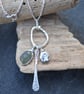 Sterling Silver Sea Glass Cluster Pendant Necklace, Recycled Materials - Image 6
