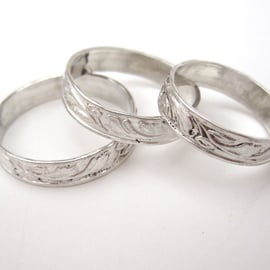 Silver ring, Traditionally Patterned Sterling size Y made to order in any size.