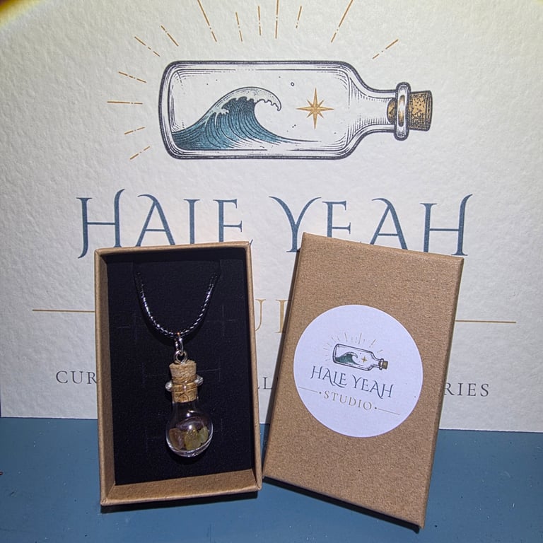 Coastal Keepsake Necklace - Seaham Sea Glass Miniature Bottle Pendant - CK-S02  