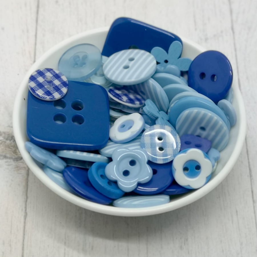 150 Blue Mixed Buttons