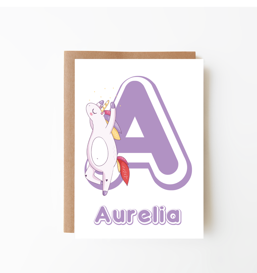 Customised Letter Funky Dancing Unicorn 1  Greeting Card