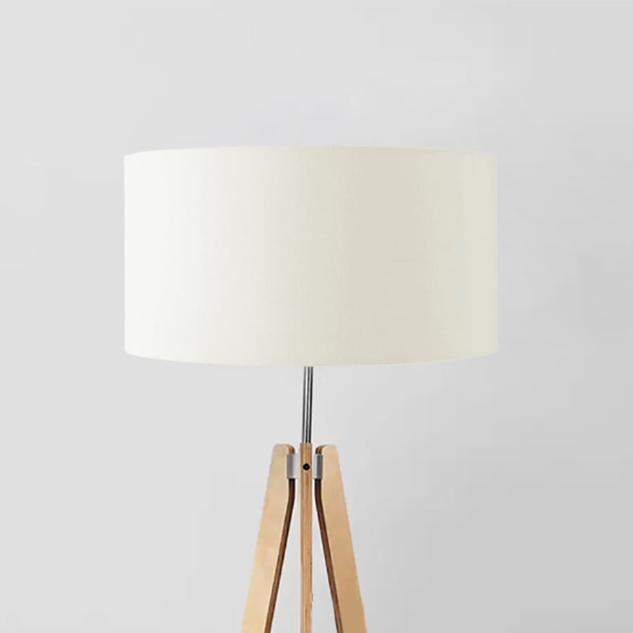 Silk plain off white drum lampshade, Diameter 45cm (18")