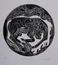Celtic Bull - linocut print.