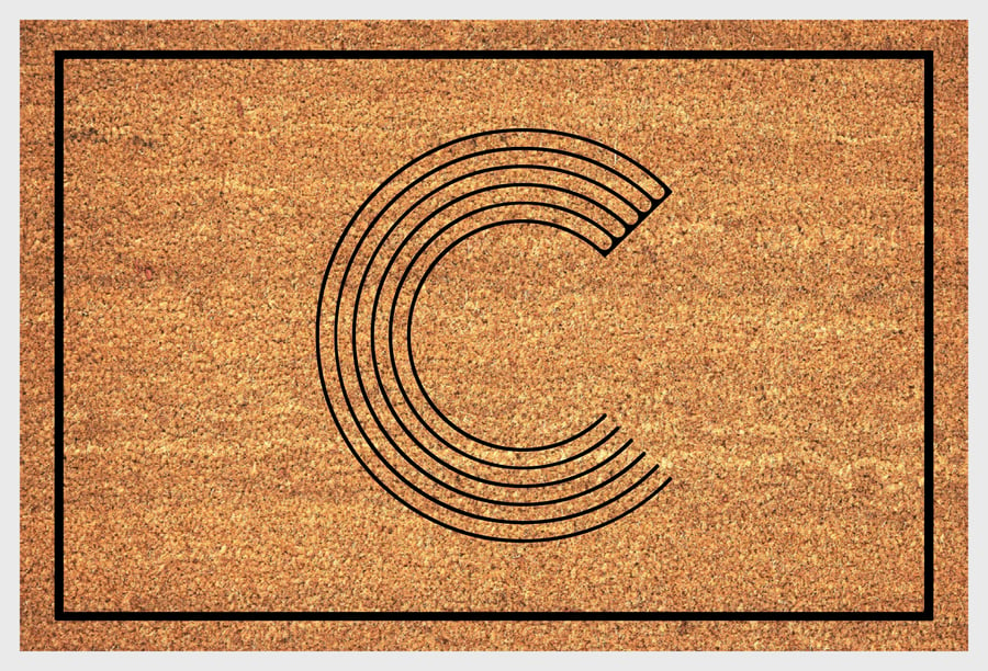 C Letter Door Mat - Monogram Letter C Welcome Mat - 3 Sizes