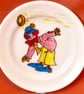 Hand Painted 'Clown & Pie' Cartoon on a Pyrex Plate, 16cms diameter  - Image 1
