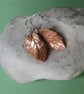 Copper leaf earrings with sterling silver - Image 1