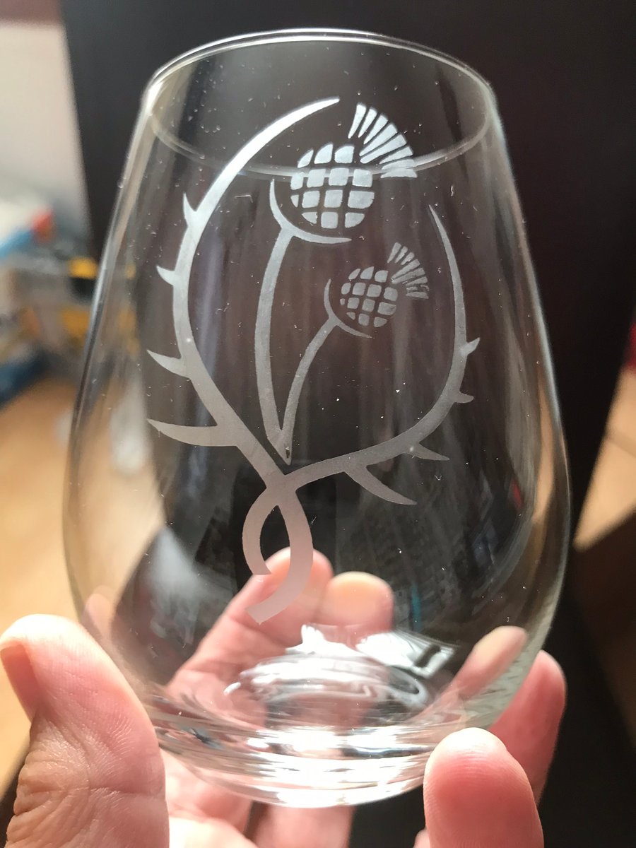 Hand Etched Wine Thistle
