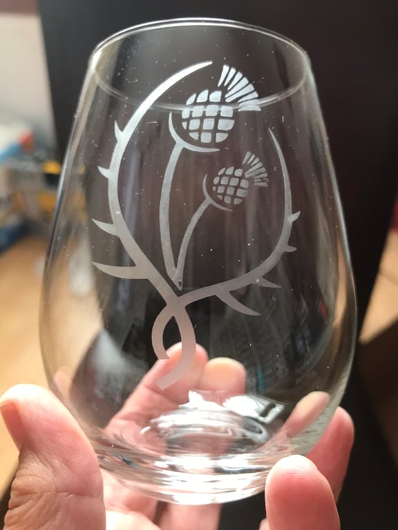 Hand Etched Wine Thistle